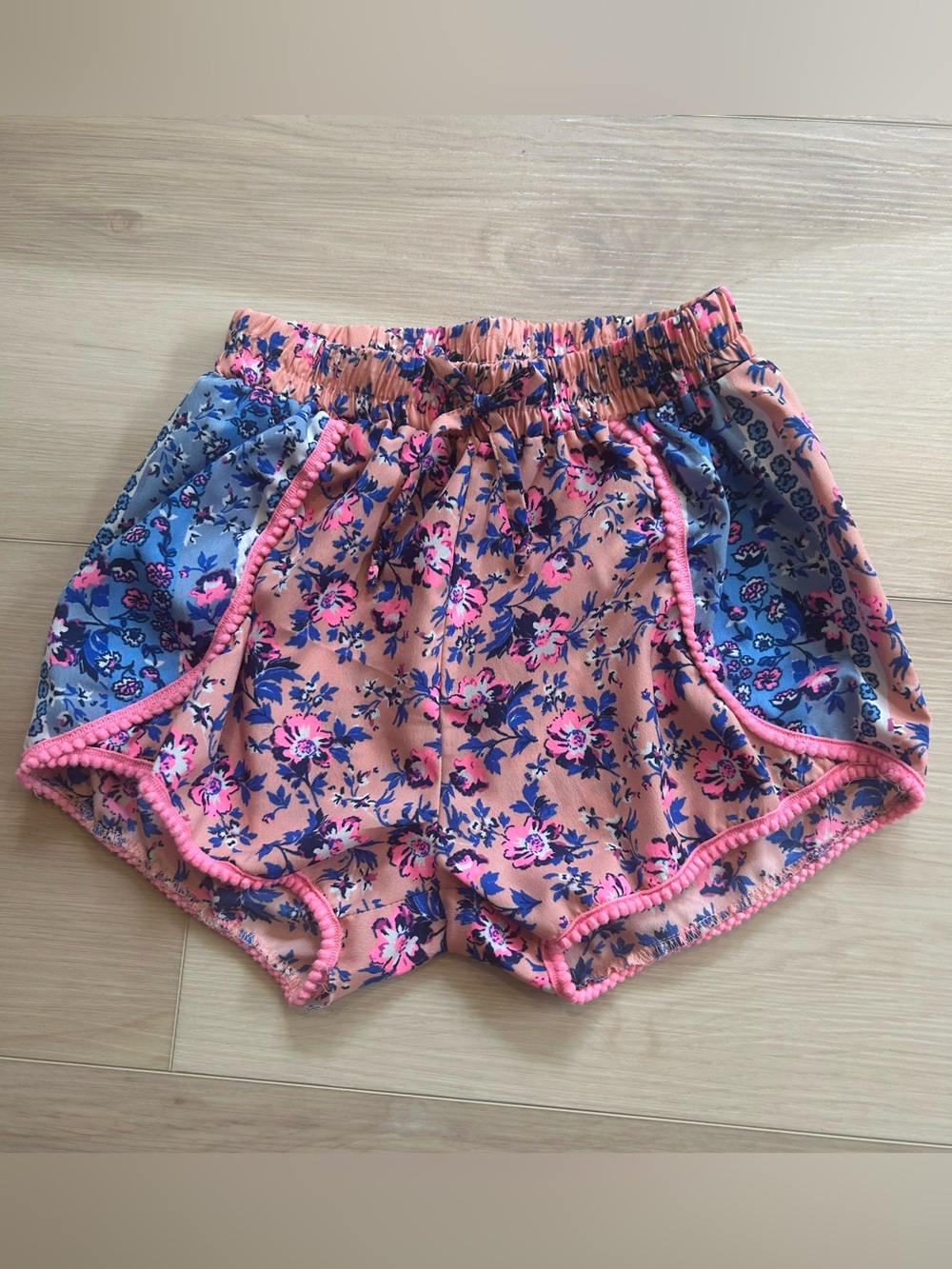 Pink and blue floral shorts - size 8